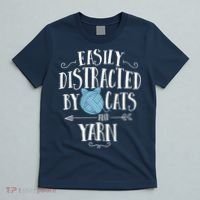 Easily Distracted By Cats And Yarn Knitting Yarn Crochet T-Shirt thumb 5