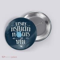 Easily Distracted By Cats And Yarn Knitting Yarn Crochet Button thumb 0