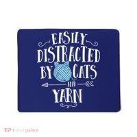 Easily Distracted By Cats And Yarn Knitting Yarn Crochet Mousepad thumb 0