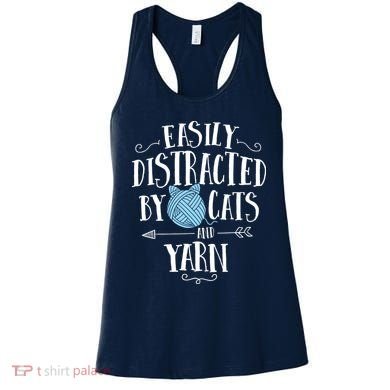Easily Distracted By Cats And Yarn Knitting Yarn Crochet Women's Tank Top