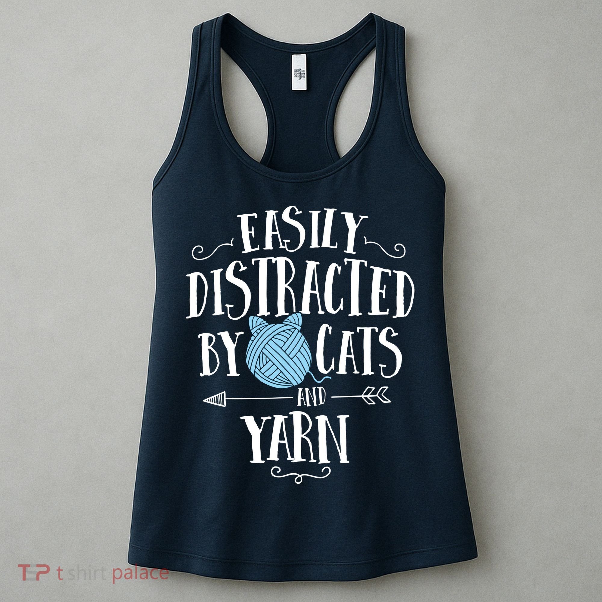 Easily Distracted By Cats And Yarn Knitting Yarn Crochet Women's Tank Top