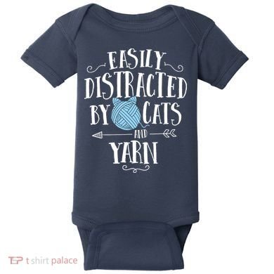 Easily Distracted By Cats And Yarn Knitting Yarn Crochet Baby Bodysuit