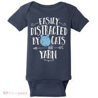 Easily Distracted By Cats And Yarn Knitting Yarn Crochet Baby Bodysuit thumb 0