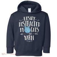 Easily Distracted By Cats And Yarn Knitting Yarn Crochet Toddler Hoodie thumb 0