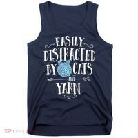 Easily Distracted By Cats And Yarn Knitting Yarn Crochet Tank Top thumb 0