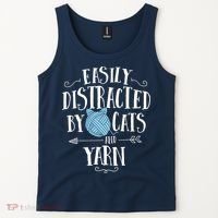 Easily Distracted By Cats And Yarn Knitting Yarn Crochet Tank Top thumb 2