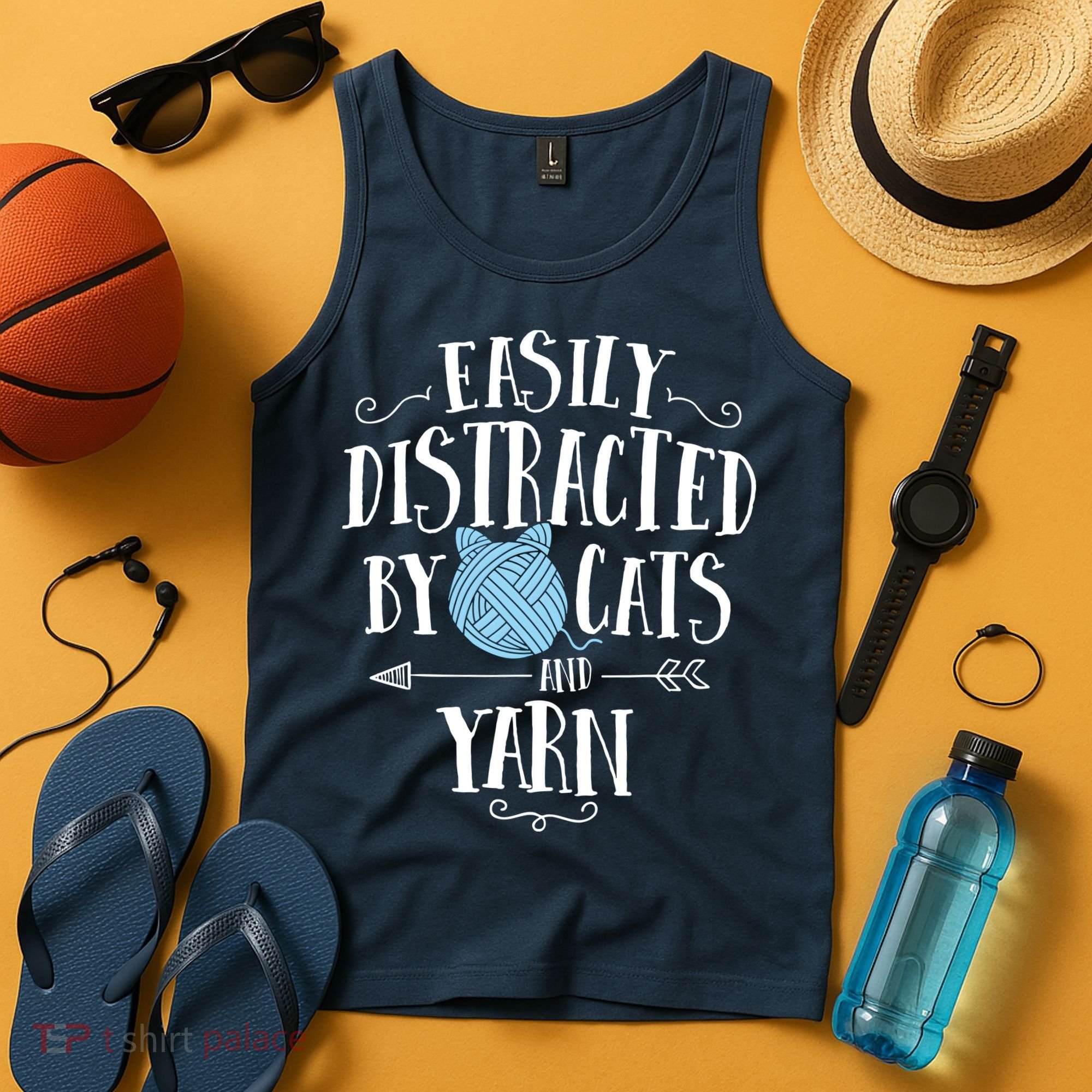 Easily Distracted By Cats And Yarn Knitting Yarn Crochet Tank Top