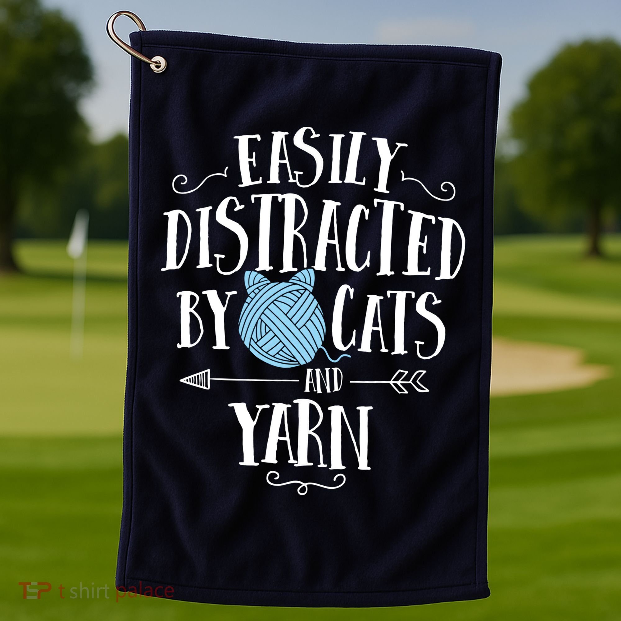 Easily Distracted By Cats And Yarn Knitting Yarn Crochet Golf Towel