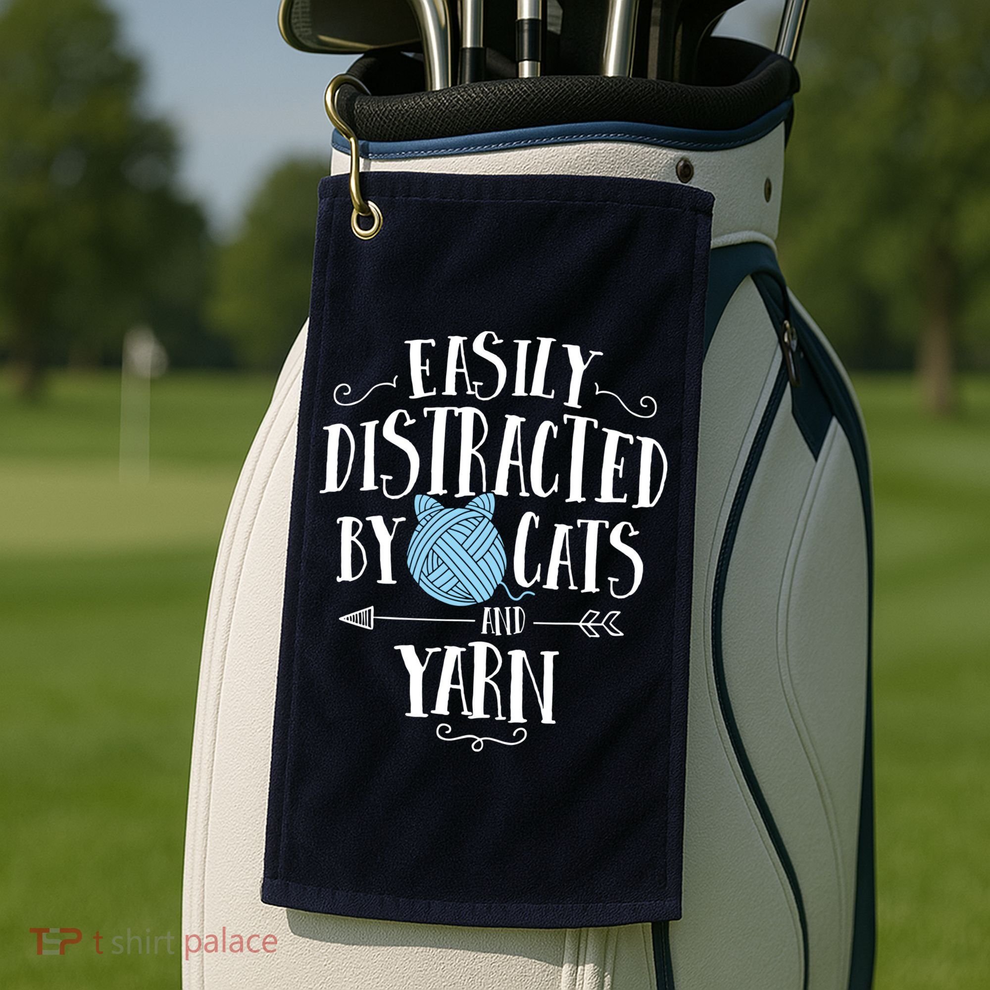 Easily Distracted By Cats And Yarn Knitting Yarn Crochet Golf Towel