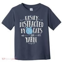 Easily Distracted By Cats And Yarn Knitting Yarn Crochet Toddler T-Shirt thumb 0