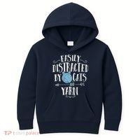 Easily Distracted By Cats And Yarn Knitting Yarn Crochet Kids Hoodie thumb 0