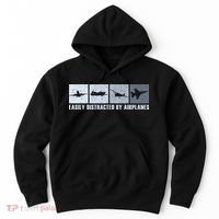 Easily Distracted By Airplanes Aviation Pilot Airplane Hoodie thumb 0
