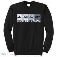 Easily Distracted By Airplanes Aviation Pilot Airplane Sweatshirt thumb 0