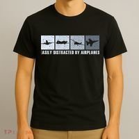 Easily Distracted By Airplanes Aviation Pilot Airplane T-Shirt thumb 3