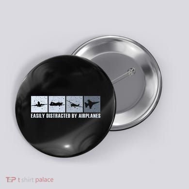 Easily Distracted By Airplanes Aviation Pilot Airplane Button