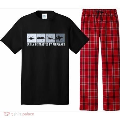 Easily Distracted By Airplanes Aviation Pilot Airplane Pajama Set