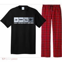 Easily Distracted By Airplanes Aviation Pilot Airplane Pajama Set thumb 0