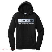 Easily Distracted By Airplanes Aviation Pilot Airplane Women's Hoodie thumb 0