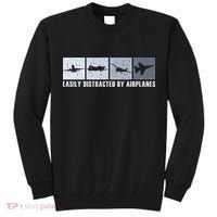 Easily Distracted By Airplanes Aviation Pilot Airplane Tall Sweatshirt thumb 0