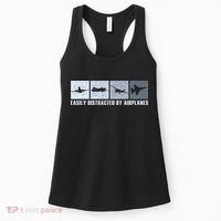 Easily Distracted By Airplanes Aviation Pilot Airplane Women's Tank Top thumb 0