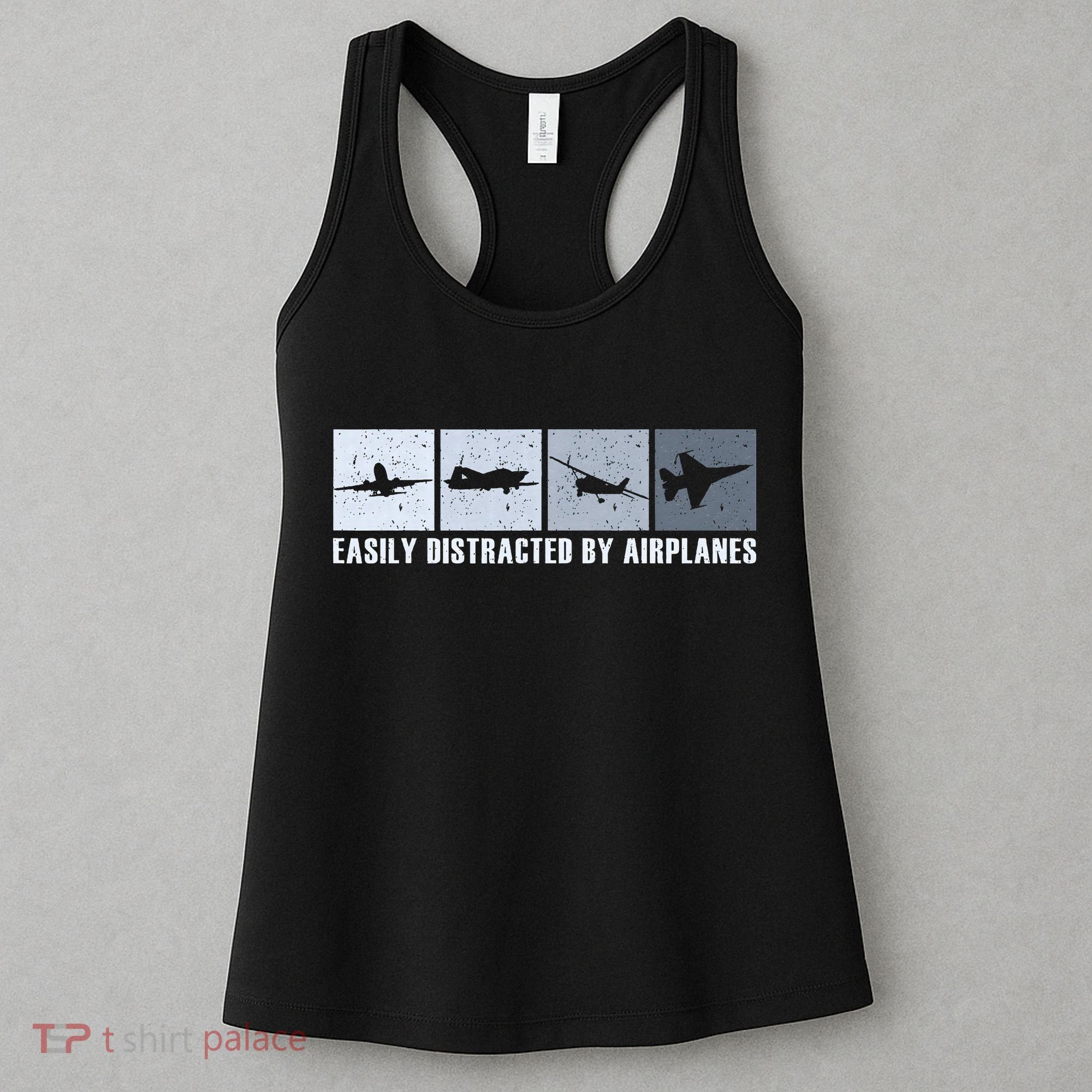 Easily Distracted By Airplanes Aviation Pilot Airplane Women's Tank Top
