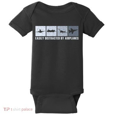 Easily Distracted By Airplanes Aviation Pilot Airplane Baby Bodysuit