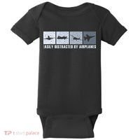 Easily Distracted By Airplanes Aviation Pilot Airplane Baby Bodysuit thumb 0