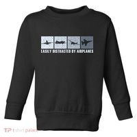 Easily Distracted By Airplanes Aviation Pilot Airplane Toddler Sweatshirt thumb 0