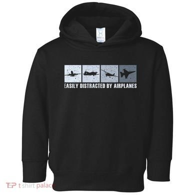 Easily Distracted By Airplanes Aviation Pilot Airplane Toddler Hoodie