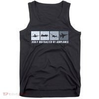 Easily Distracted By Airplanes Aviation Pilot Airplane Tank Top thumb 0