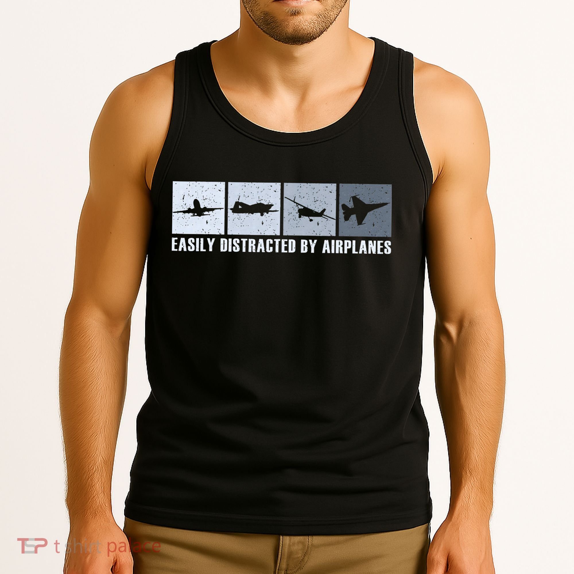 Easily Distracted By Airplanes Aviation Pilot Airplane Tank Top