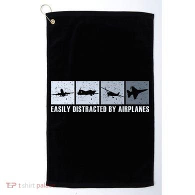 Easily Distracted By Airplanes Aviation Pilot Airplane Golf Towel