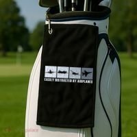 Easily Distracted By Airplanes Aviation Pilot Airplane Golf Towel thumb 2