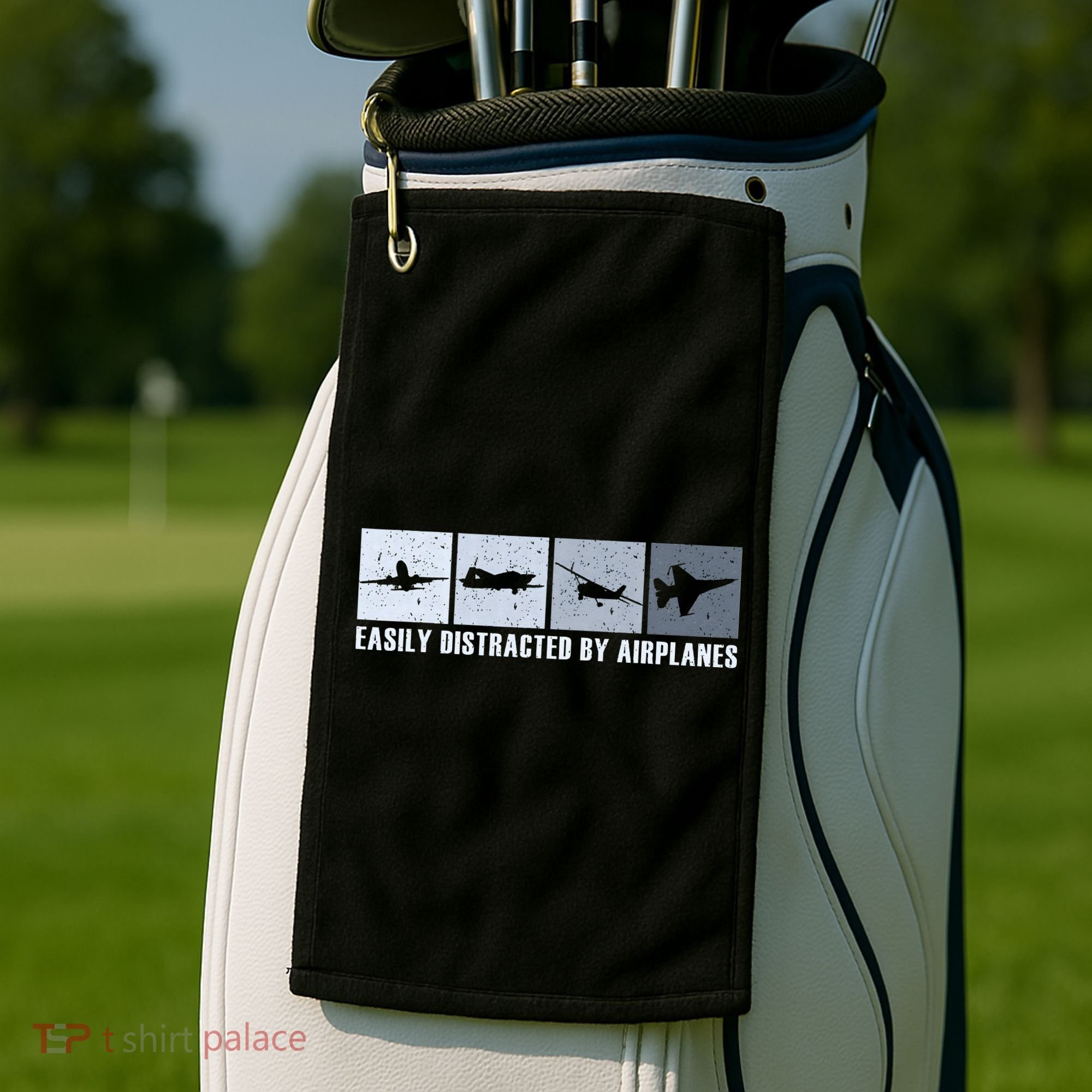 Easily Distracted By Airplanes Aviation Pilot Airplane Golf Towel