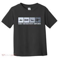 Easily Distracted By Airplanes Aviation Pilot Airplane Toddler T-Shirt thumb 0
