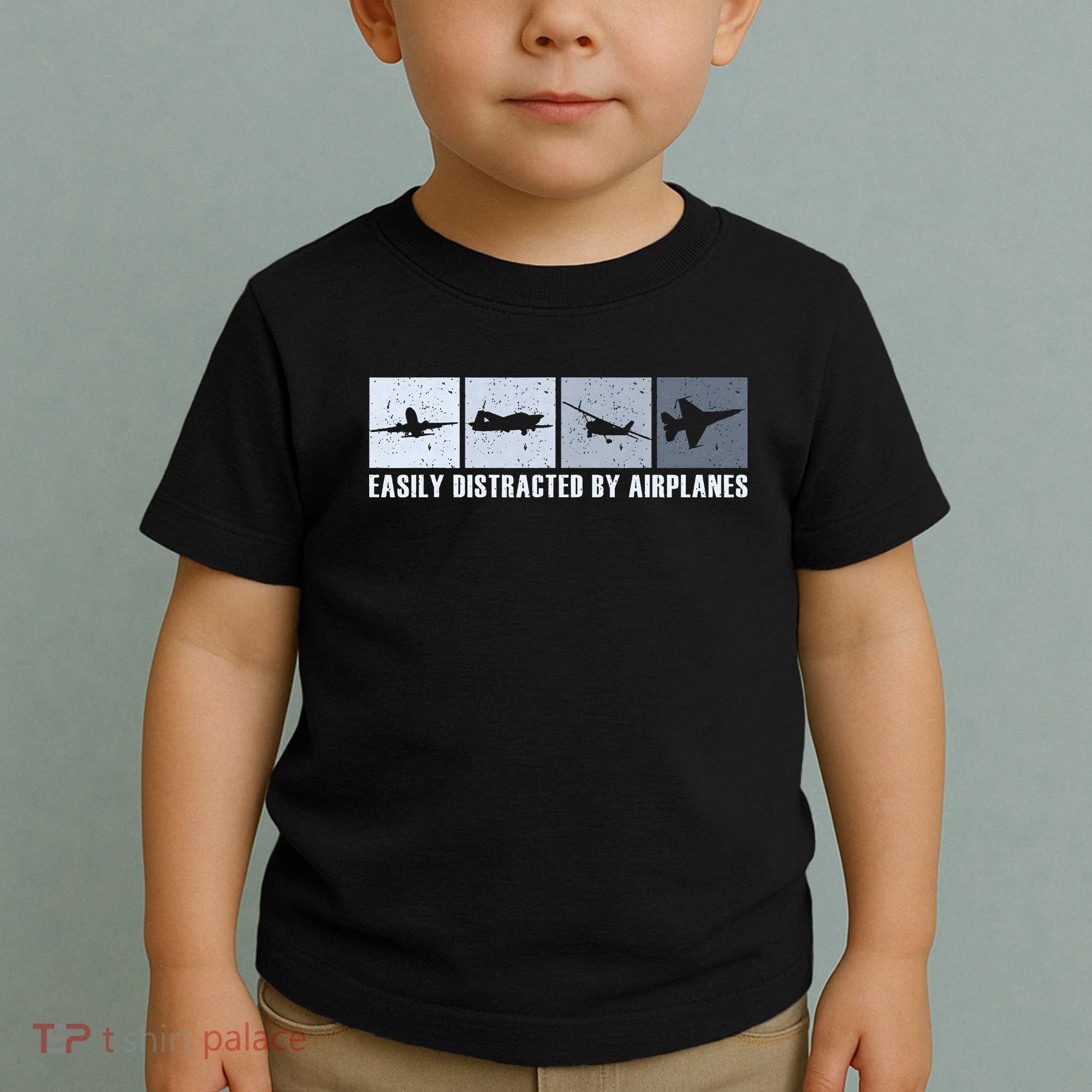 Easily Distracted By Airplanes Aviation Pilot Airplane Toddler T-Shirt