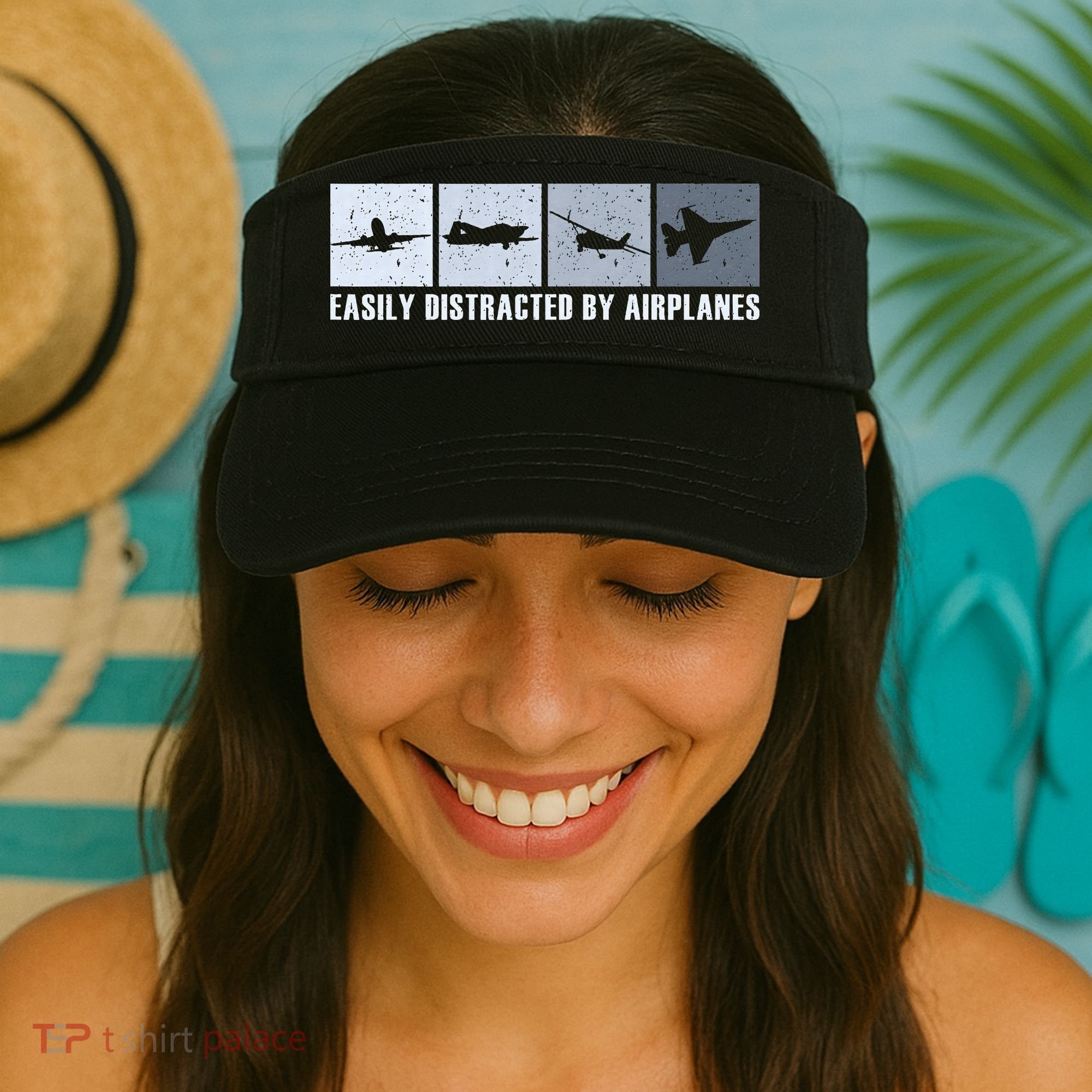 Easily Distracted By Airplanes Aviation Pilot Airplane Visor