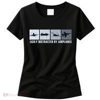 Easily Distracted By Airplanes Aviation Pilot Airplane Women's T-Shirt thumb 0