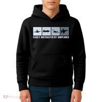 Easily Distracted By Airplanes Aviation Pilot Airplane Kids Hoodie thumb 4
