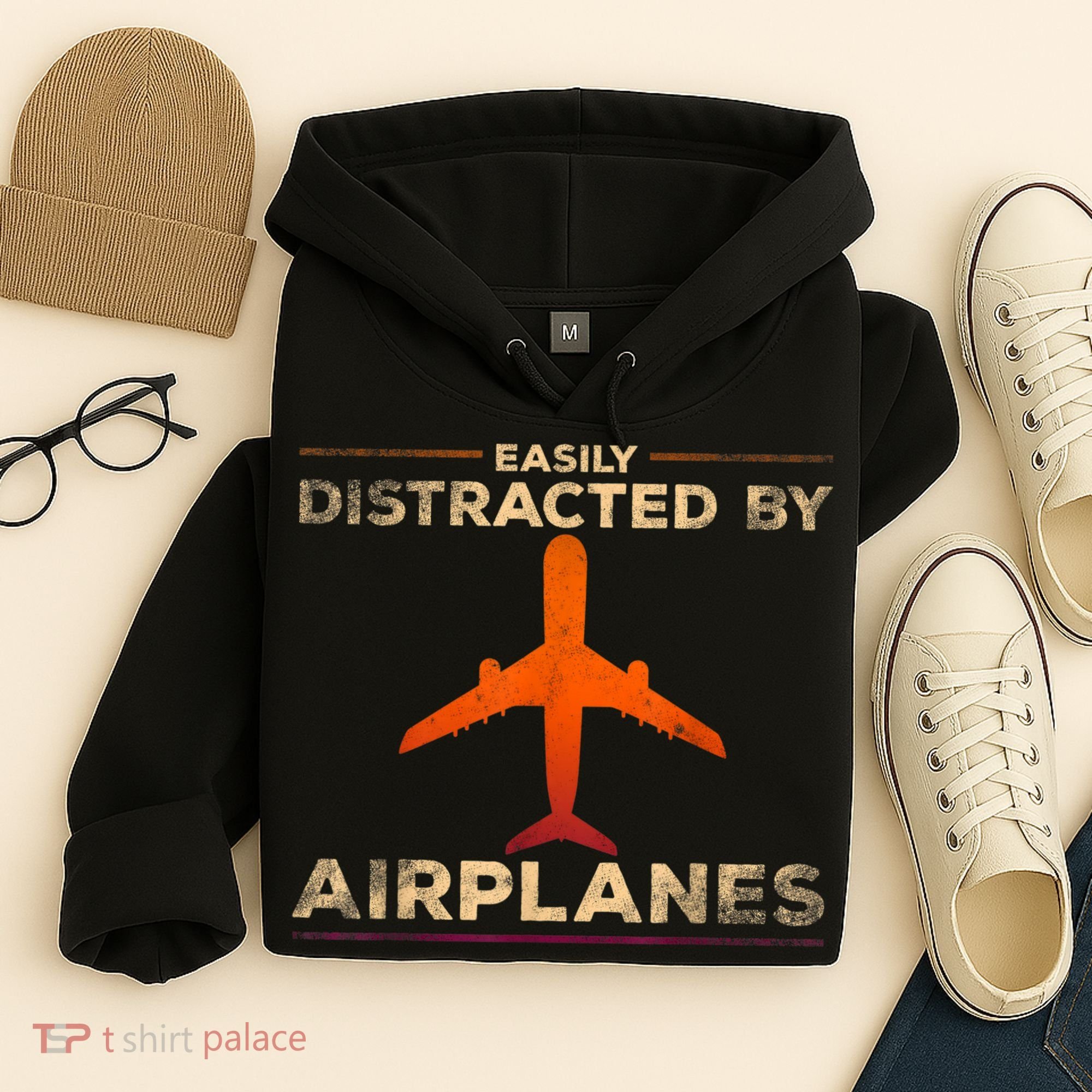 Easily Distracted By Airplanes Airplane Lover Aviation Hoodie