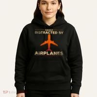 Easily Distracted By Airplanes Airplane Lover Aviation Hoodie thumb 5