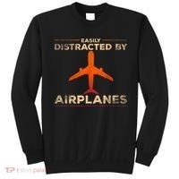 Easily Distracted By Airplanes Airplane Lover Aviation Sweatshirt thumb 0