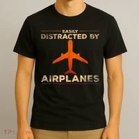 Easily Distracted By Airplanes Airplane Lover Aviation T-Shirt thumb 3