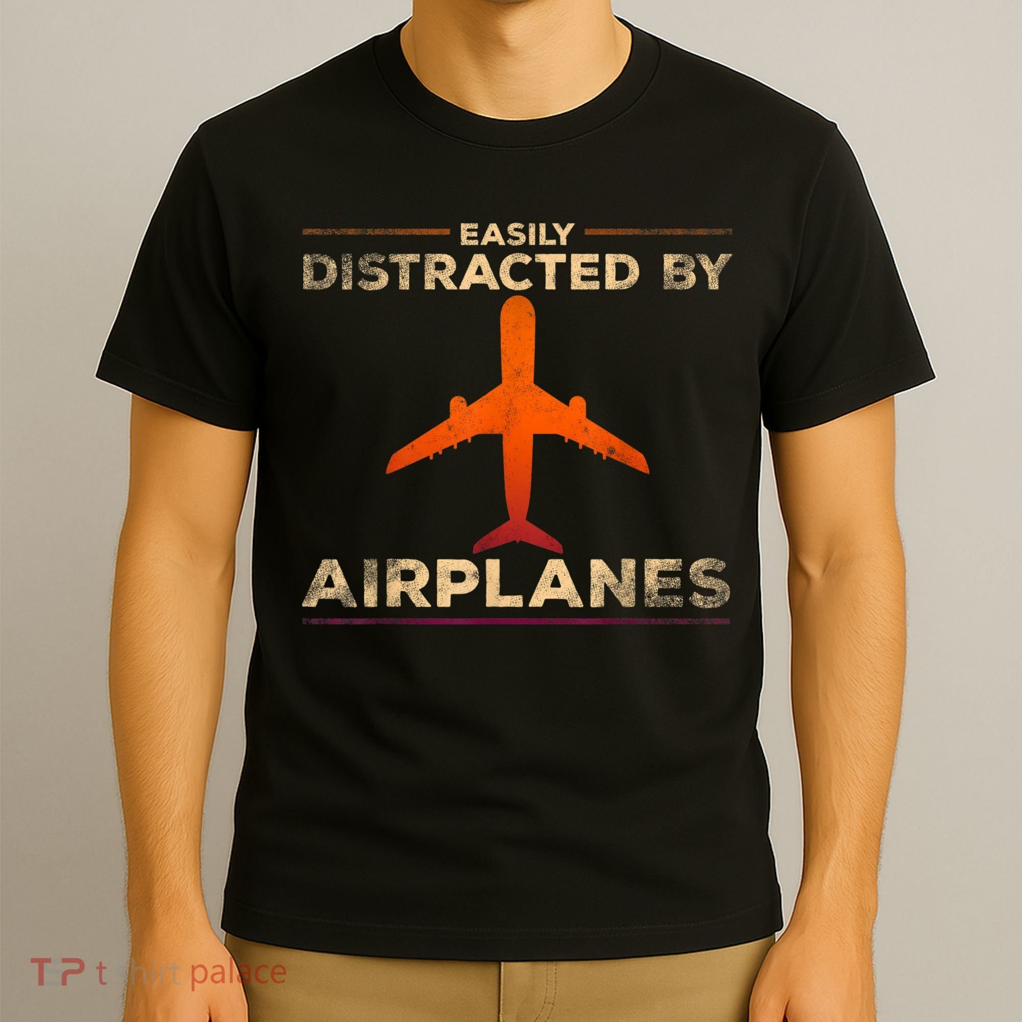 Easily Distracted By Airplanes Airplane Lover Aviation T-Shirt