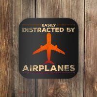 Easily Distracted By Airplanes Airplane Lover Aviation Coaster thumb 0