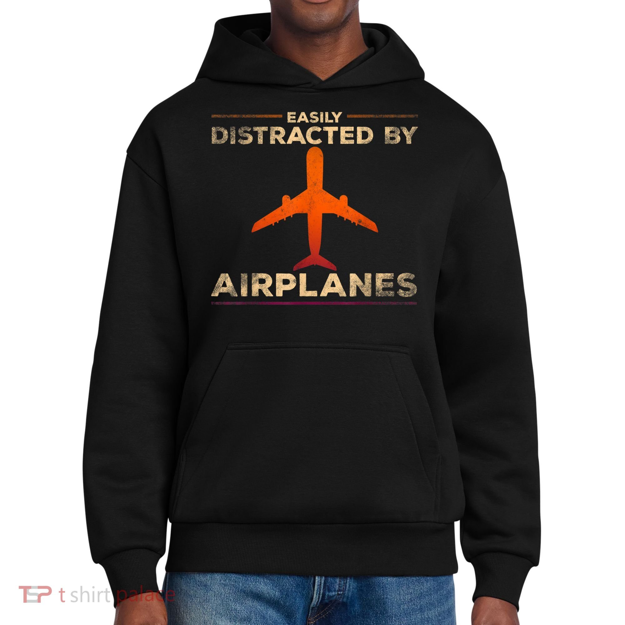 Easily Distracted By Airplanes Airplane Lover Aviation District V.I.T. Heavyweight Hoodie