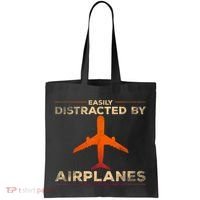 Easily Distracted By Airplanes Airplane Lover Aviation Tote Bag thumb 0