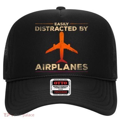Easily Distracted By Airplanes Airplane Lover Aviation Hat