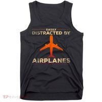 Easily Distracted By Airplanes Airplane Lover Aviation Tank Top thumb 0