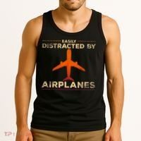 Easily Distracted By Airplanes Airplane Lover Aviation Tank Top thumb 3